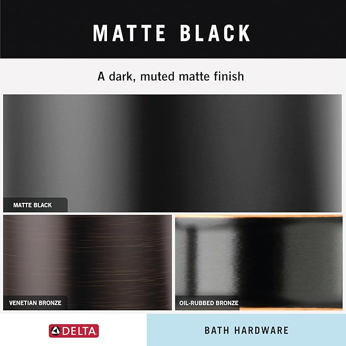 Delta Trinsic (1-Pack) Towel Hooks Matte Black Single Bathroom Hooks Wall Mounted for Robes & Towels Hand Towel Hook Holder Kitchen, Bathroom Accessories 75935-BL