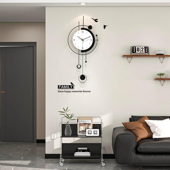Large Wall Clocks for Living Room Decor Modern Silent Wall Clock Battery Operated Non Ticking for Bedroom Office Kitchen Home Decorative Metal Clock Wall Art Decor for Home 13x29inch