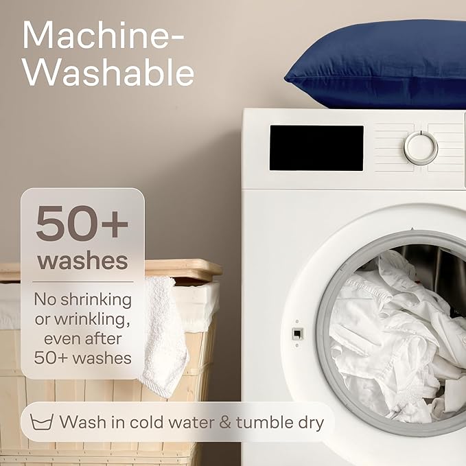 Ultra Soft Pillow Protectors with Zipper King Size - Set of 4 Breathable Pillow Covers - 100% Protection Against Stains, Dust & Dirt - Machine Washable (Navy Blue)