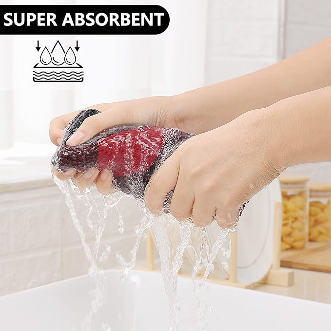 Homaxy 100% Cotton Waffle Weave Check Plaid Kitchen Towels, 13 x 28 Inches, Super Soft and Absorbent Dish Towels for Drying Dishes, 8-Pack, Black & Red