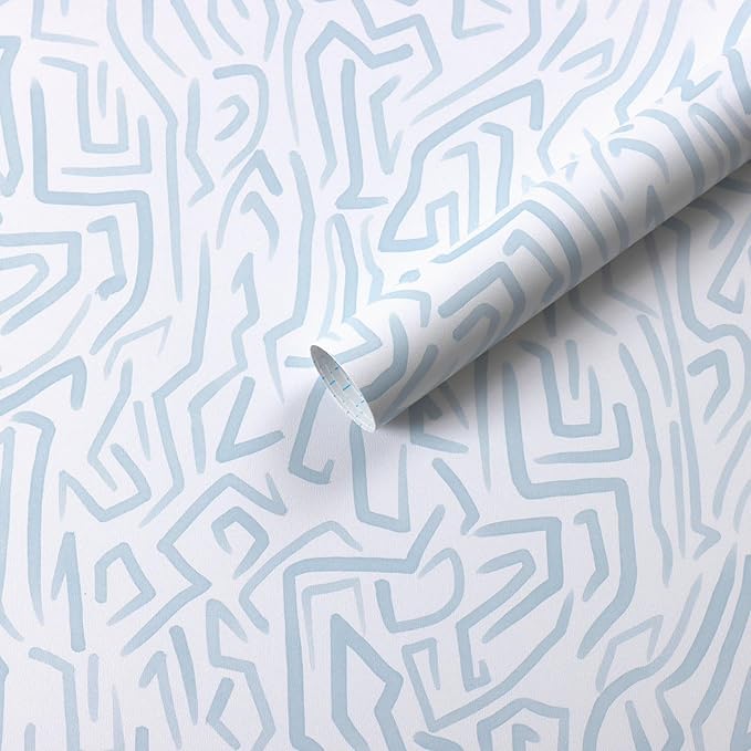 Ismoon 17.3"x 78.7"Blue and White Wall Paper Peel and Stick Modern Blue Striped Wallpaper Removable Self-Adhesive Neutral Wallpaper Contact Paper for Cabinets and Drawers Vinyl Roll