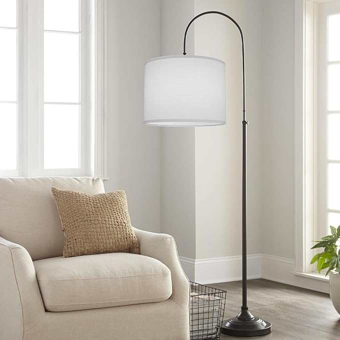 White Lamp Shades Set of 2, Drum Lampshades 13" Top x 13" Bottom x 10" High (Spider), Replacement Lamp Shades Natural Linen Hand Crafted for Table Lamps Floor Lamps Pendent Light, Assembly Required