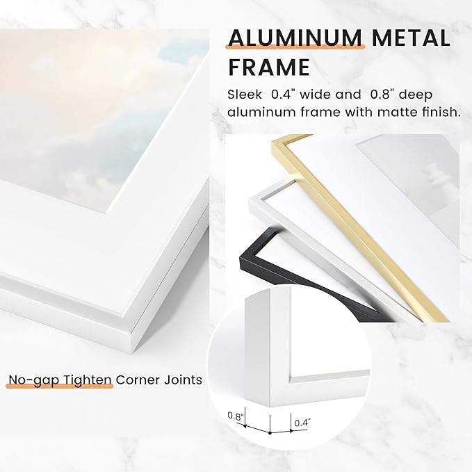 18x24 inch Metal Poster Frame - 18 x 24 Thin Aluminum Picture Frames Matted for 16x20 Photos, Artworks, Prints, Puzzle - High Definition Plexiglass - Vertical and Horizontal Display - Wall Hook Hanging Hardware Included - Silver, Set of 1