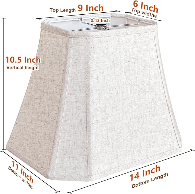 TOOTOO STAR (6 x 9)" x (11 x 14)" x 10.5" Linen Lamp Shade, Bell Cut Corner Lampshade for Table Lamp, Floor Lamp, Replaceable fabric lampshade
