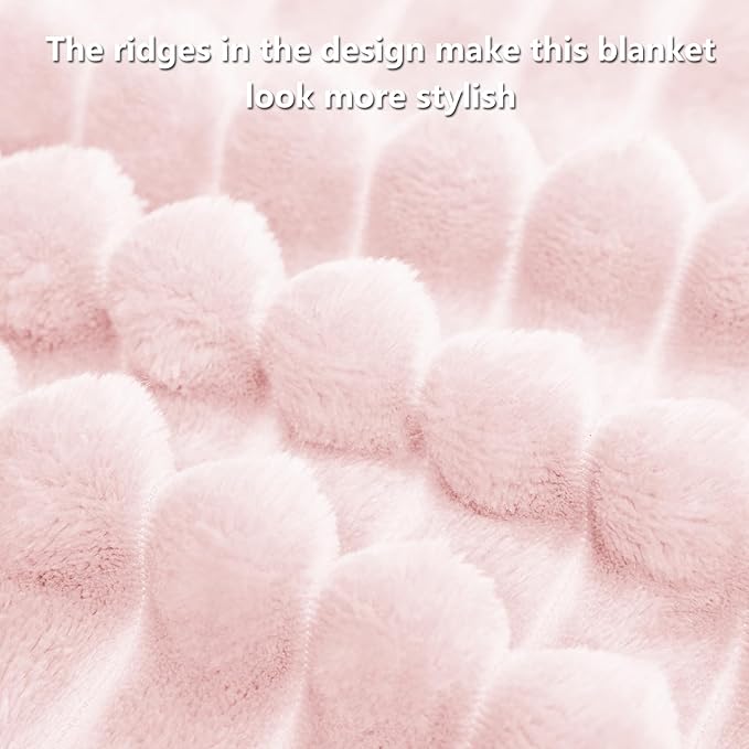 Pink Queen Size Blanket for Bed - 300GSM Soft Cozy Soft Blankets, Cute Large Lightweight Bedding Fleece Throws, Pink, 90x90 Inches