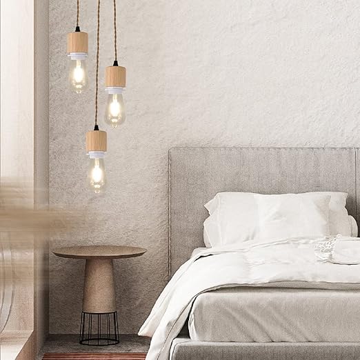 Arturesthome Pendant Light Cord - Hanging Light Kit with Dimmable Switch Vintage Lamp Cord with Twisted Nylon Lights Socket E26 E27 for Farmhouse Lamp Cable DIY (32.8FT, Cylinder Shape)