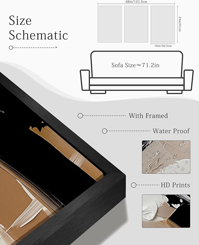 KUVIOKE Black Abstract Shapes Framed Canvas Wall Art Minimalist Graffiti Pastel Wall Decor Modern Illustration Art Painting Home Decor 16x24in (Black Framed)