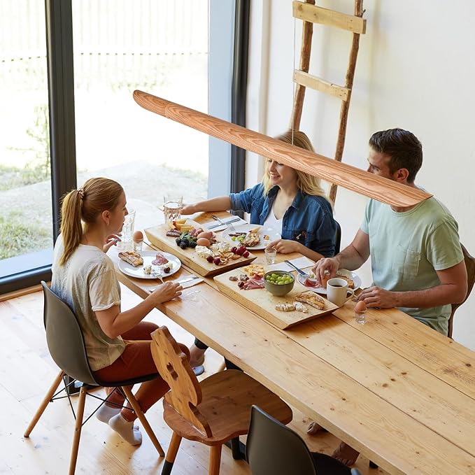 55" Wood Linear Pendant Light, Dimmable Kitchen Island Light with Remote, 40W LED Island Lights for Kitchen, Adjustable Linear Chandelier for Dinning Room Light Fixture, Bar, Pool Table Light Natural