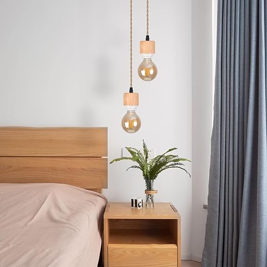 Arturesthome 9.8FT- Pendant Light Cord Kit with Dimmable Switch Vintage Lamp Twisted Nylon Cord E26 E27 Lights Socket for Farmhouse Lamp Cable DIY