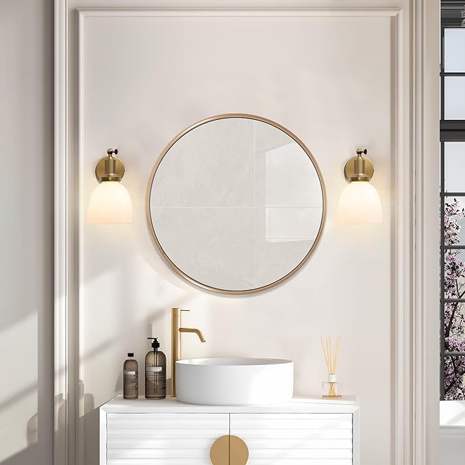 PERMO Industrial Vintage Slope Pole Wall Mount Single Sconce with 6.7" Oval Dome Milk White Glass Shade Wall Sconce Light Lamp Fixture