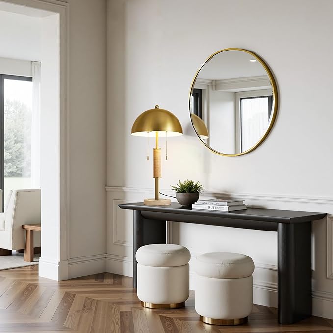 24" Modern Table Lamp for Living Room Gold Metal Nightstand Lamp with High-Grade Decorative Travertine Mid Century Table Lamp for Bedroom Side Table Bedside End Table