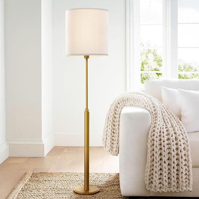 White Linen Tall Drum Lampshade, 11" Top x 11" Bottom x 12" High Lamp Shade, Lamp Shade Replacement for Table and Floor Lamps, Pendant Light，Handcrafted Lampshade，Easy Assembly