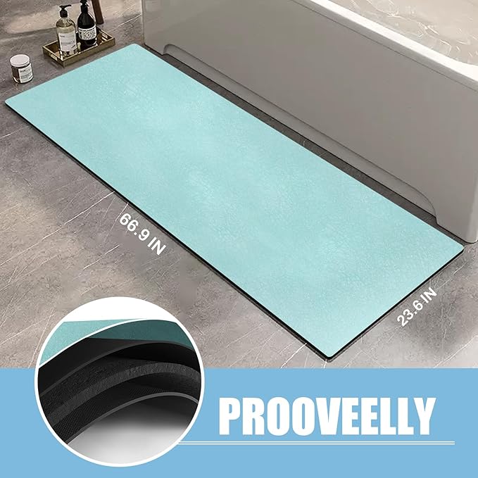 Diatomaceous Earth Bath mat Bathroom Rugs Super Absorbent Quick Dry Non Slip Bath Mat Thin Bathroom Floor Mats Fit Under Door-Shower Rug for in Front of Bathtub Shower, Green, 23.6"x47.2"