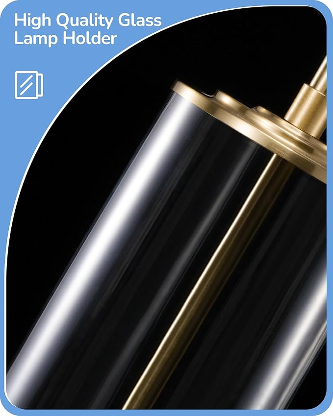 EDISHINE 23.6IN Glass Table Lamp DIY Fillable Base, White Linen Lampshade Table Lamp Set of 2, Tall Bedside Lamp for Living Room Bedrooms Bedside, Rotary Switch, UL Listed