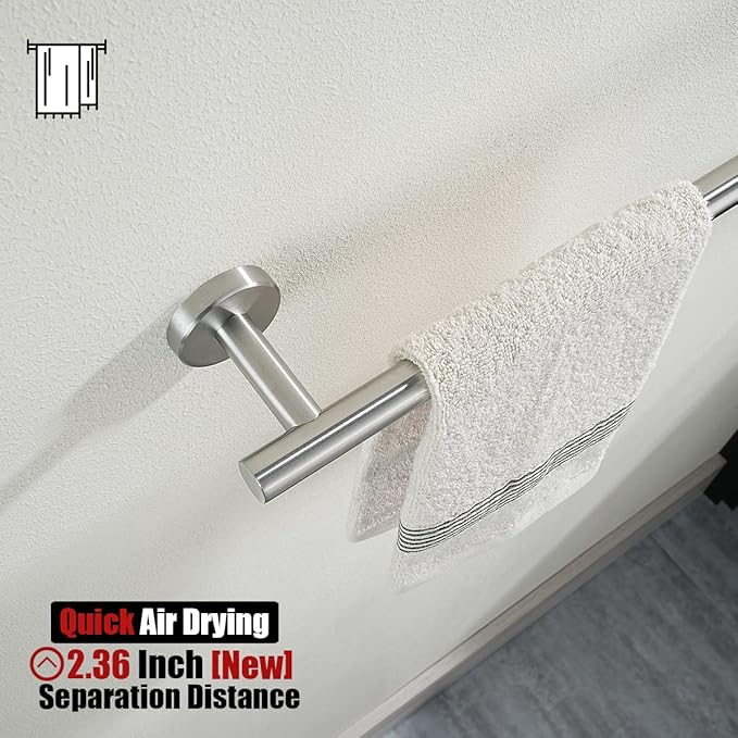JQK Hand Towel Bar, 12 Inch 304 Stainless Steel Thicken 0.8mm Towel Rack, Bathroom Towel Holder Brushed Finished Wall Mount, Useable Length 9 Inch TB110L9-BN