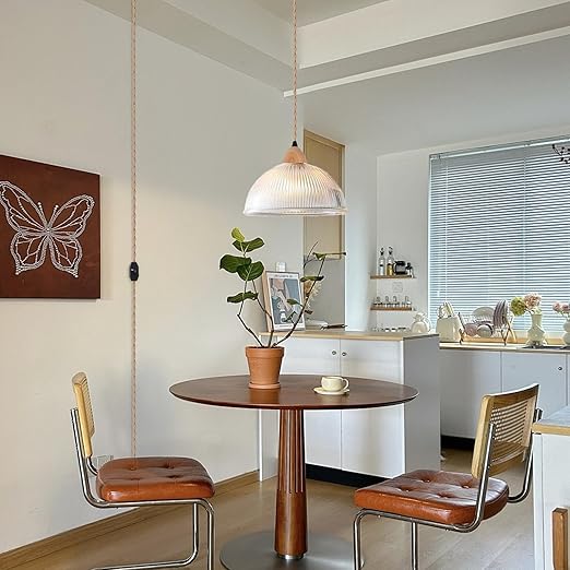 Arturesthome Pendant Light Cord - 32.8FT Hanging Light Kit with Dimmable Switch Vintage Lamp Cord with Twisted Nylon Pendant Lights Socket E26 E27 for Farmhouse Lamp Cable DIY