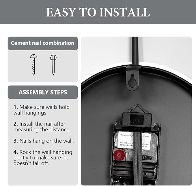 Large Modern Wall Clock for Living Room,Decorative Silent Battery Operated Wall Clock with Pendulum Metal Wall Art for Kitchen/Bedroom/Entryway/Office Decor