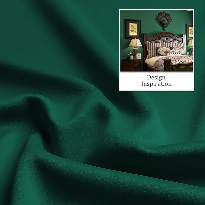 DUALIFE Emerald Green Blackout Curtains with Grommet 45 Inch Length Room Darkening Short Window Curtain Panels for Living Room 52 by 45 Inch 2 Panels Hunter Green