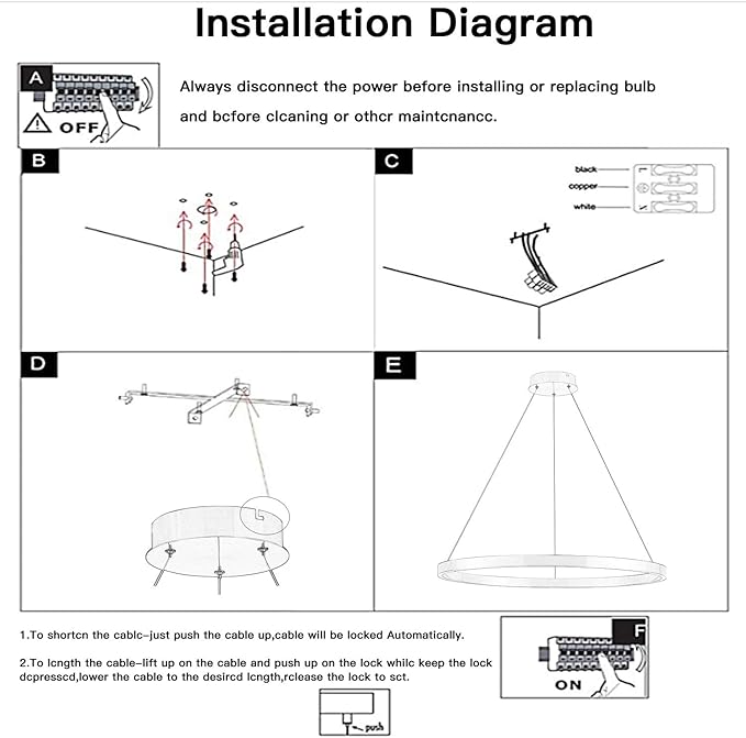 MADEM 31.5'' LED Modern Chandelier 1-Ring Circular Dimmable Pendant Light Flush Mount Pendant Lighting Adjustable for Living Room Dining Room, Bedroom, 3000K Warm White, Brush Nickel