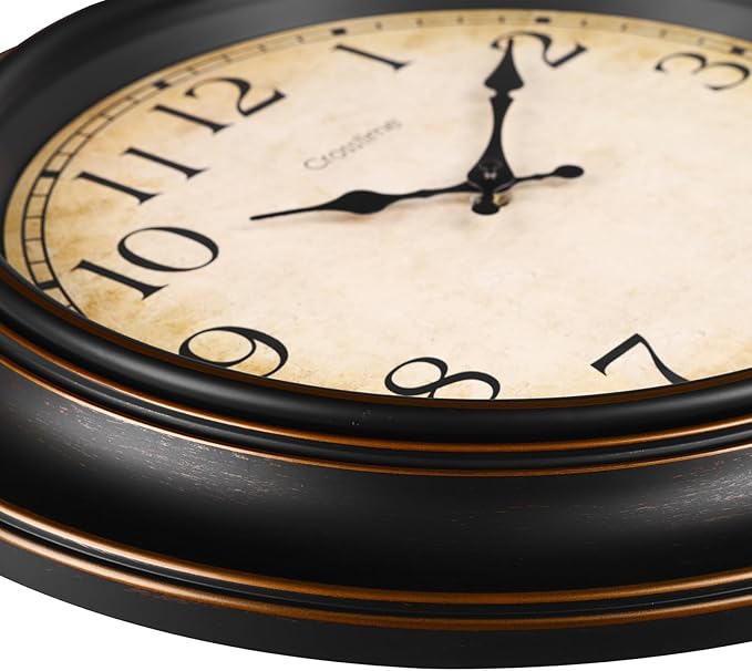 18 Inch Vintage Large Wall Clock for Living Room Decor,Battery Operated Silent Non-Ticking Retro Classic Clocks for Kitchen Fireplace Home Office,House Warming Gifts,Bronze