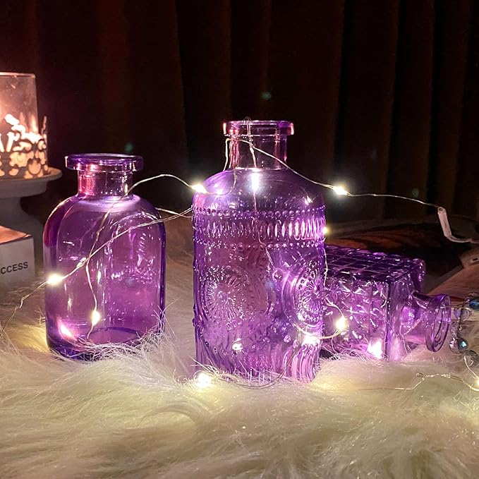 Glass Bud Vases in Bulk Set of 30 Pcs,Small Glass Vases for Flowers as Wedding Centerpieces for Tables,Clear Flower Vases Suitble for Wedding Decorations,Home Decor (Light Purple, 30 pcs)