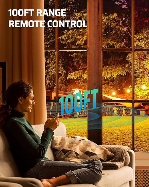 DEWENWILS Outdoor Dimmer for String Lights, Remote Control Plug, 100FT Range, Waterproof Plug in Dimmer for Dimmable LED/Tungsten Bulbs, FCC Listed