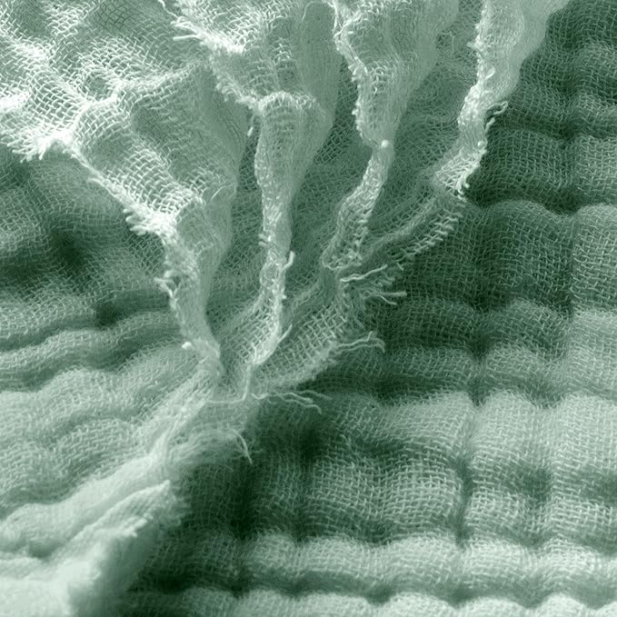 Carriediosa 100% Cotton Muslin Throw Blanket 108" X 90" King Size，4-Layers Summer Gauze Throws for Bed Couch，Soft Lightweight Breathable Linen Blankets Bedspread for Adults All Season，Sage Green