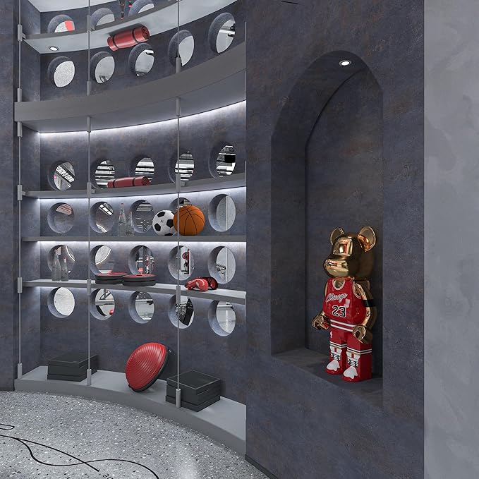 16"×591" Large Size Extra Thick Grey Blue Concrete Wallpaper Peel and Stick Industrial Dark Blue Gray Cracked Concrete Contact Paper Vinyl Grey Cement Sticker for Bedroom Bathroom Gym Walls