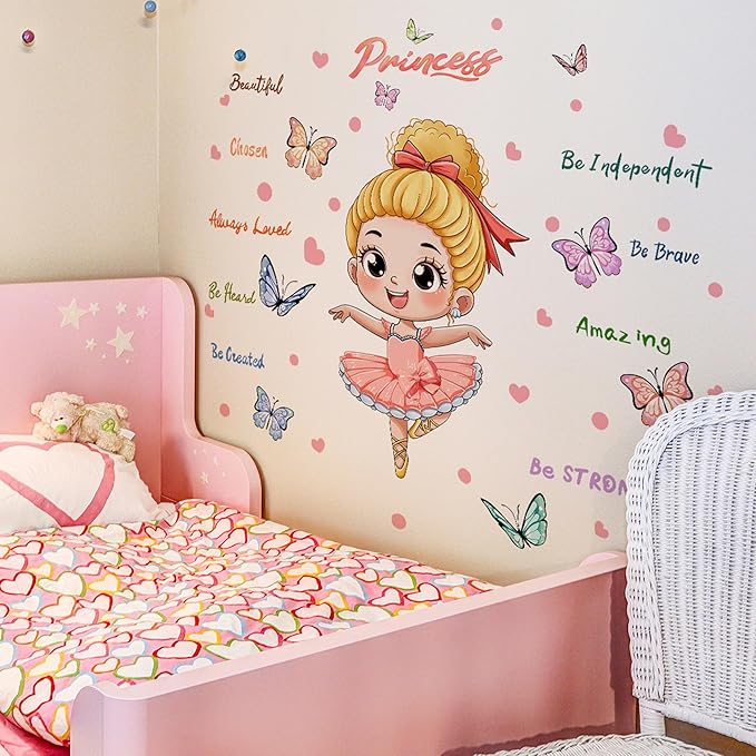 Cute Jungle Theme Wall Stickers Removable Animal Forest Wall Decals Elephant Monkey Lion Giraffe Zebra Peel and Stick Tropical Wall Art Decor for Nursery Bedroom Classroom (Pink 2)