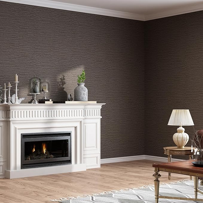 Grasscloth Peel and Stick Wallpaper 20.8"x394" Cream Thick Fabric Textured Linen Classic Faux Grassweave Neutral Removable Wallpaper Vinyl Film Roll for Home Use(Caramel, 20.8"x394")