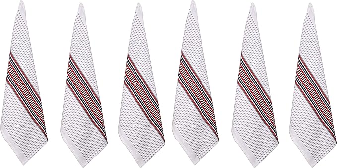 Urban Villa Kitchen Towels, Premium Quality, Cotton Dish Towels,Mitered Corners,Ultra Soft (Size: 20X30 in), White Waffle Stripes, Highly Absorbent Bar Towels & Tea Towels - (Set of 6)