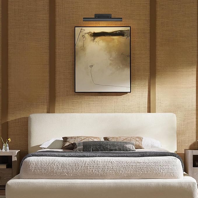 Matte Black Picture Lights for Wall, 18" Linear Picture Light Hardwired, 3-Light Bronze Art Light, Warm White 2700k Dimmable Gallery Light, 270° Picture Frame Lights for Bathroom, Living Room, Hallway