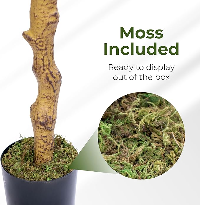 Artificial Olive Tree - 6ft Realistic Artificial Plants Indoor Decor - Elegant Faux Olive Tree for Living Room, Bedroom, Bathroom, Office - Tall Fake Potted Plants with Moss Base for Chic Home Décor