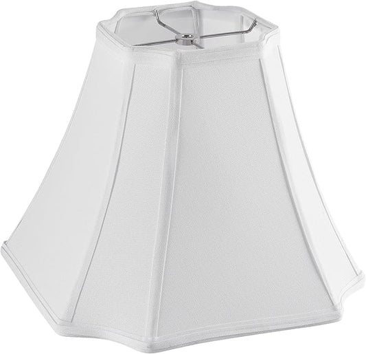 Pure White Linen Square Cut Corner Bell Lamp Shade Medium Lampshade 6.25×6.25''Top13×13''Bottom×11''Hight(Spider) Rustic Lamp Shade for Table & Floor Lamp - Lampshade Replacement