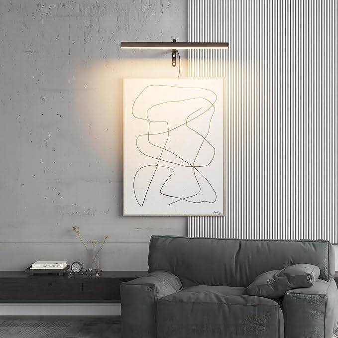 Black LED Picture Lights for Paintings Plug in,15.75 Inch Adjustable Art Light Plug in for Display Art Work, 3 Color Lighting, Plug in Picture Light with Remote for Frame Dartboard,Black