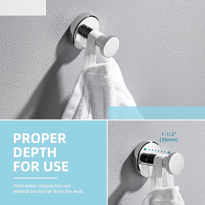 Angle Simple Single Bath Towel Hook, SUS304 Stainless Steel Round Coat Hook Wall Mounted, Robe Hanger for Kitchen Bathroom Polished Chrome