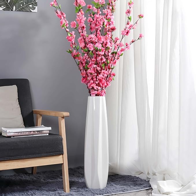 Ceramic Large Floor Vase, GDSZJLJ White 24" Tall Flower Vase Decorative Vases for Living Room Modern Home Decor Office Bedroom Kitchen Wedding House Décor, Gift for Wedding Housewarming