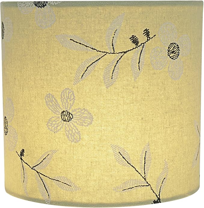 Aspen Creative 31197, Drum Clip-On Chandelier Lamp Shade, Tea Green with White Flowers Print Fabric, 5" Top x 5" Bottom x 5" Slant Height, Set of 1