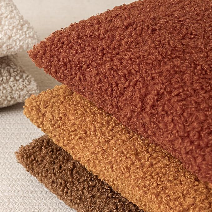 Foindtower 2 Pieces 26x26 Inch Orange, Faux Fur Throw Pillow Cover Accent Sherpa Furry Pillow Covers Fuzzy Soft Pillowcases Cozy Sheepskin Decorative Fleece Cushion Case for Bed Couch Living Room