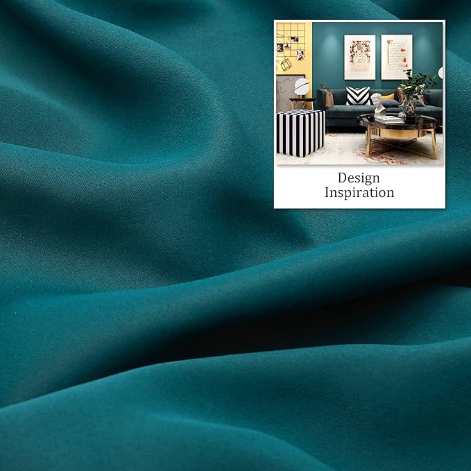 DUALIFE Teal Blackout Curtains 63 Inch Length with Grommet Teal Blue Bedroom Curtains 2 Panels Set Teal Drapes Thermal Insulated Room Darkening Curtains for Boy Living Room 42 x 63 Inch