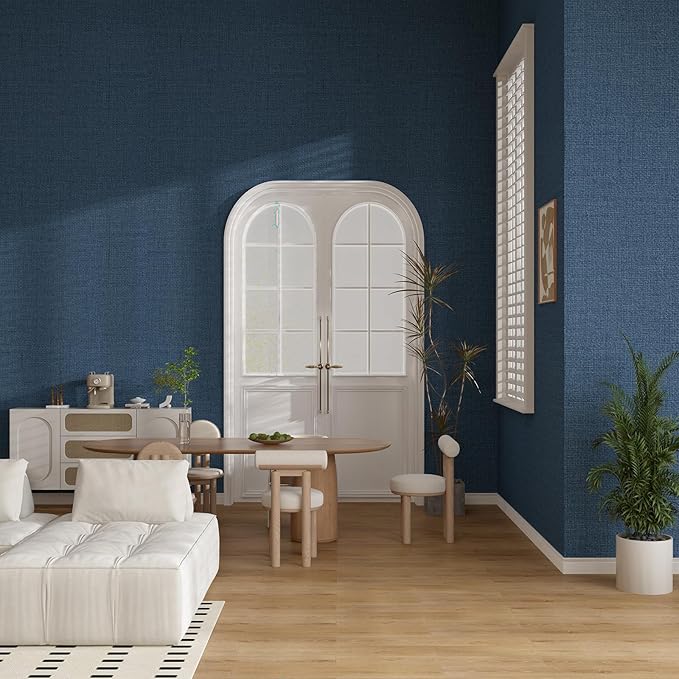 Grasscloth Wallpaper Textured 20.8"x394" (Blue, 20.8"x394")