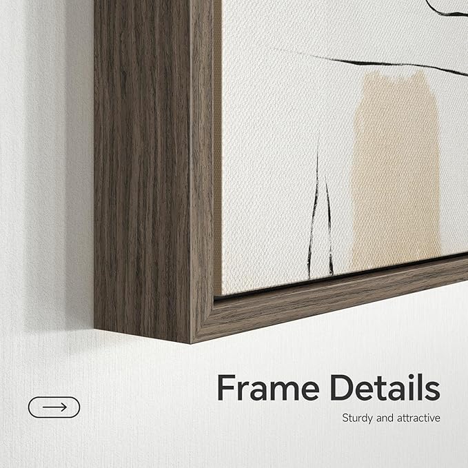 Large Framed Neutral Abstract Wall Art for Living Room, 3 Piece Gray Tan White Gold Canvas Prints, Modern Minimalist Grey Landscape Painting Artworks for Entryway Hallway Office Wall Decor, 24x36 In