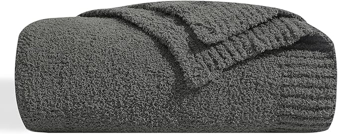 bearberry Super Soft Fluffy Throw Blanket Lightweight Cozy Warm Throw Blankets for Couch Bed Sofa All Season (Dark Grey, 40”x50”)