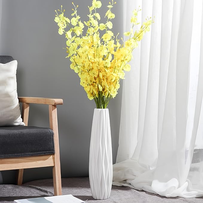 White Ceramic Vase, 17.7" Tall Floor Vase Large Flower Vase Decorative Vases for Modern Home Decor Living Room Office Bedroom Table Centerpieces Shelf Kitchen Wedding Farmhouse Décor