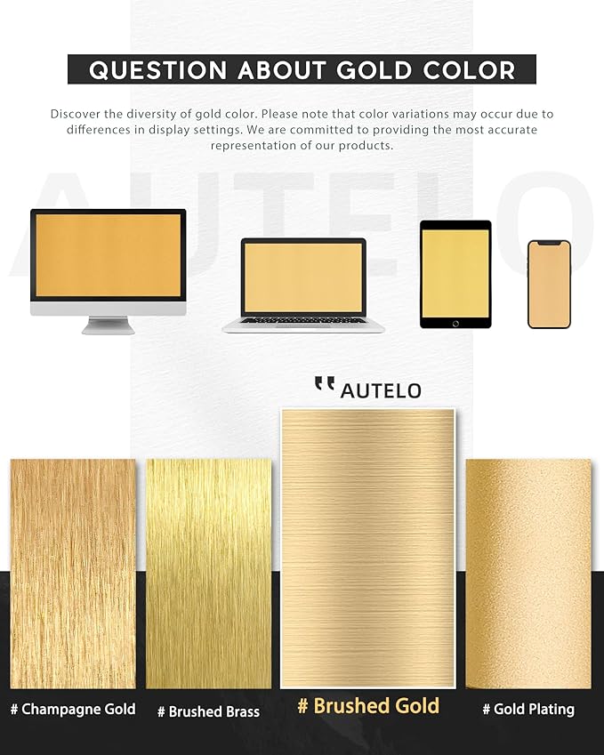 AUTELO 2 Pack Pendant Lights Kitchen Island, Vintage Pendant Light Fixtures in Brushed Gold Metal Finish, Gold Pendant Lights, Glass Hanging Lights for Kitchen Island, Dining Room, H3875 BG-M-2P