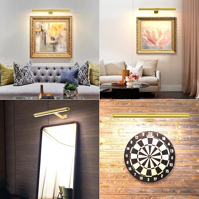 TINTINDOC Battery Operated Picture Light Painting Light with Remote, 16'' Wall Art Gallery Display Light,Full Metal Dimmable 300LM Wall Light for Picture Painting Dartboard Gallery Art