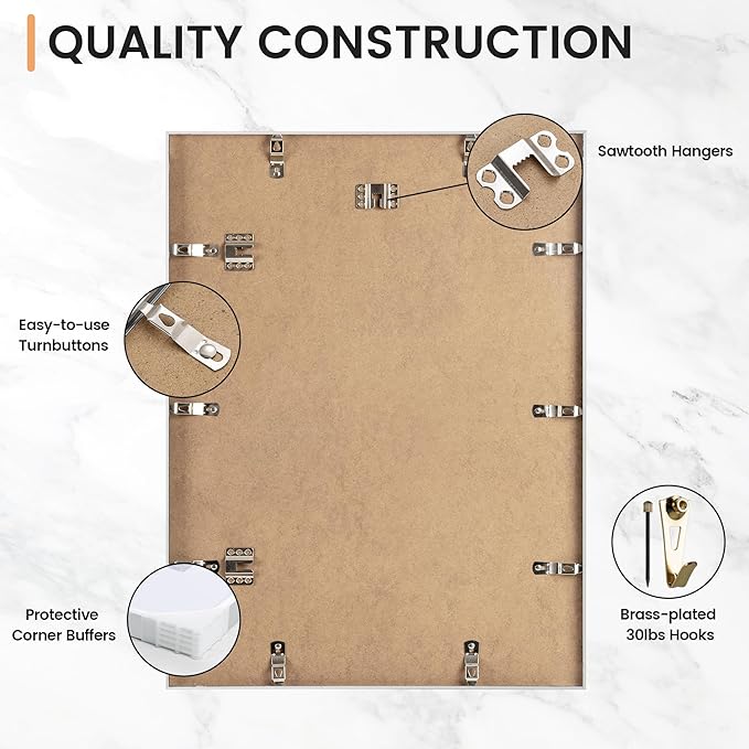 18x24 inch Metal Poster Frame - 18 x 24 Thin Aluminum Picture Frames Matted for 16x20 Photos, Artworks, Prints, Puzzle - High Definition Plexiglass - Vertical and Horizontal Display - Wall Hook Hanging Hardware Included - Silver, 4 Pack