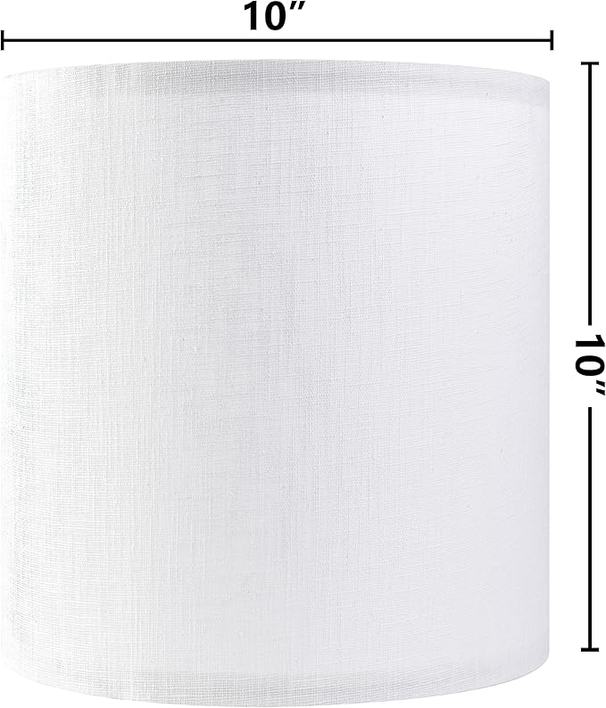 Small Drum White Texture Lampshades Replacemnt for Table Lamps Pendant Light-10"Top × 10" Bottom × 10" High(Spider),Required Assembly-Modern Table Lamps for Bedrooms/Lights for Room-By GO&SO