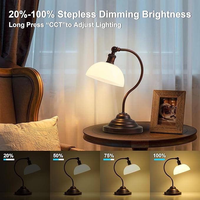 Cordless LED Table Lamp Set of Two, Swing Arm Desk Lamp, Rechargeable, Dimmable/3 Color/Memory Function, Modern Rechargeable Table Light for Living Room,Bedroom,Bedside, Oil Rubbed Bronze