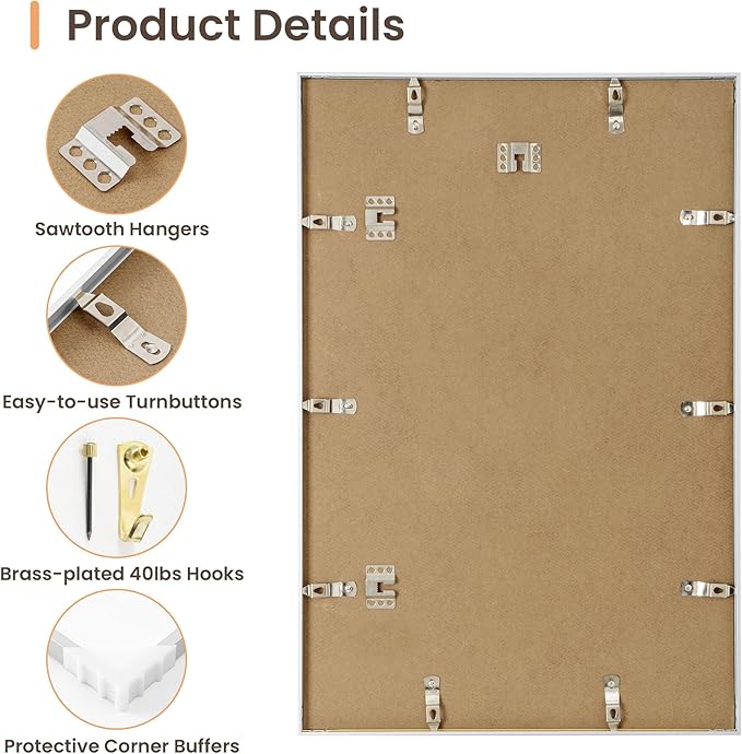 24x30 Aluminum Picture Frame - with Mat for 18x24 Photo or Without Mat for 24 x 30 Photo, Metal Poster Frame with High Definition Plexiglass, Wall Mounting or Tabletop Display, Silver, Set of 1